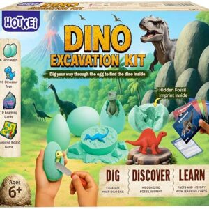 HOTKEI DIY Dinosaur Toy Fossil Egg Excavation Toys Kit Set for Kids Boys Girls 9-12 Birthday Gift Toy for Kids Age 8 9 10 11 12 Year Old boy Dinosaur Fossil Digging Kit